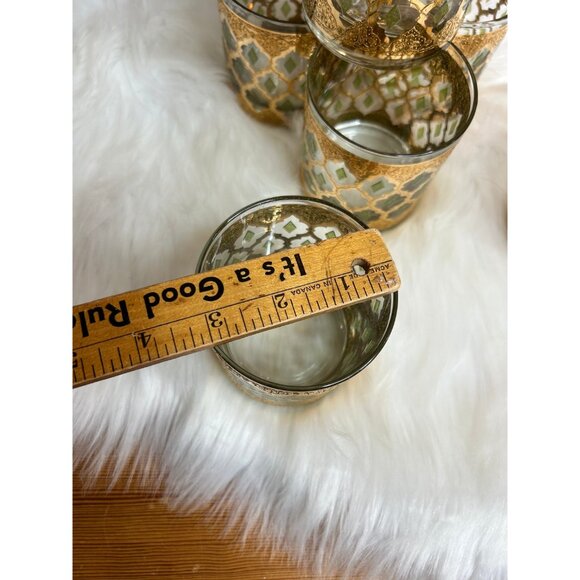 Valencia green gold filigree design by Culver whisky glasses - Picture 6 of 10